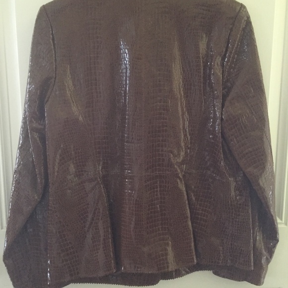 Bradley Bayou Croco Embossed Patent Leather Blazer/Pockets/Cognac/Size M/NWOT!!! - Picture 2 of 4
